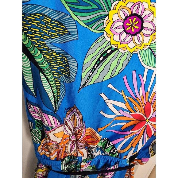 Trina Turk Tahiti Tropical Pacific Swim Romper Swimsuit Cover Up Sz Medium Spa - Picture 6 of 9